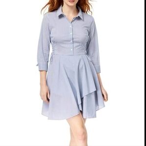 Bar III Blue and White Dress Shirt Crisp Cotton